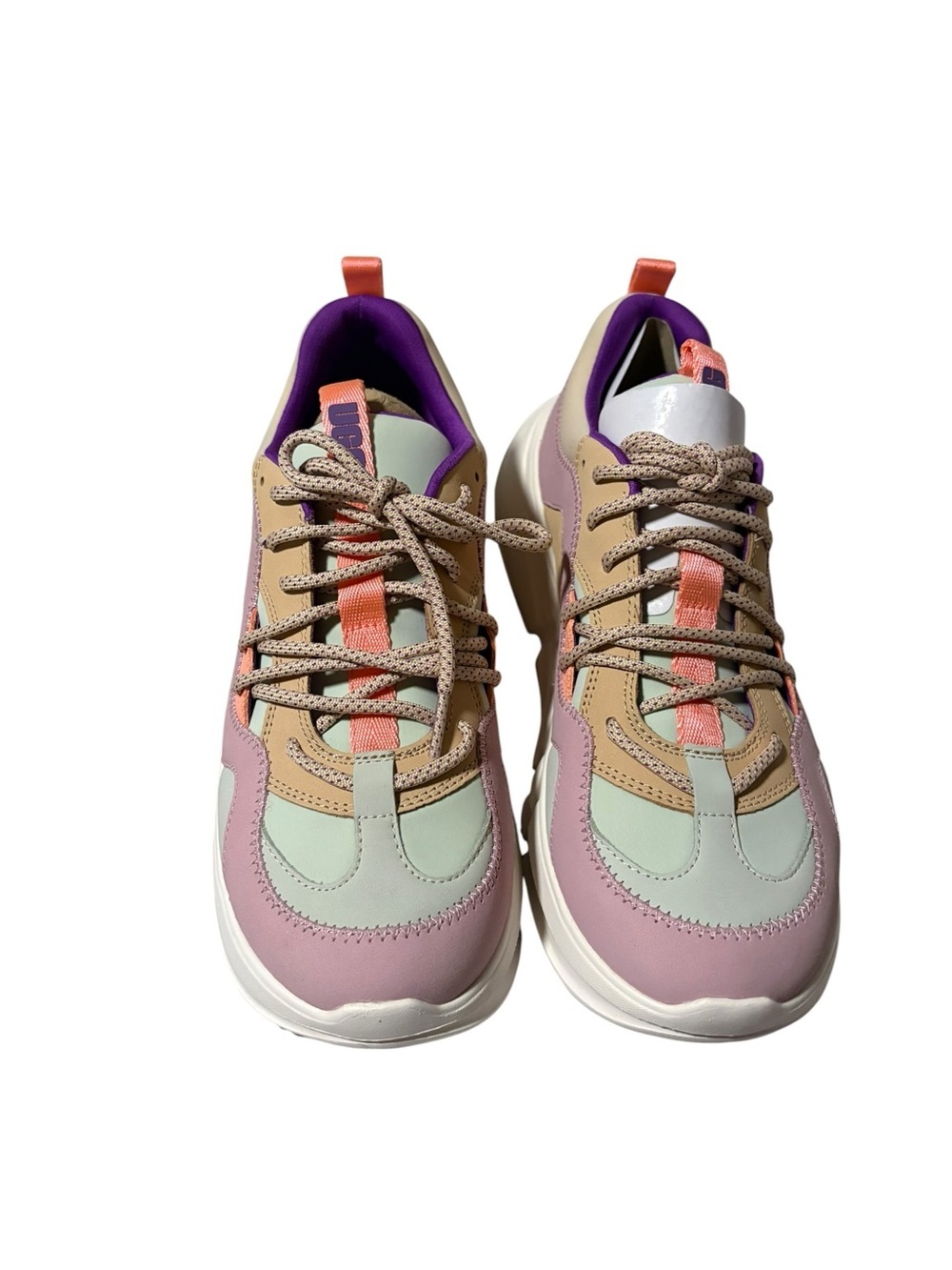 UGG NWOT Calle Leather Sneaker Lilac Mint Women’s Running Lace Up 8.5 Tan Pastel